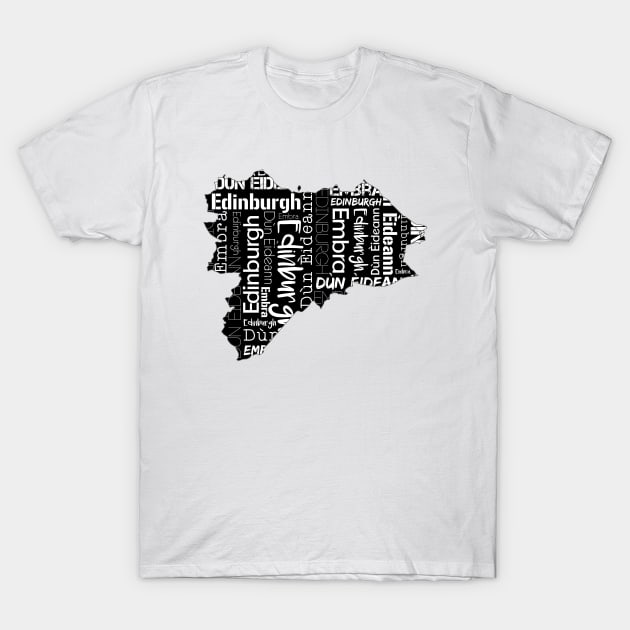 Edinburgh City Map With Text T-Shirt by MacPean